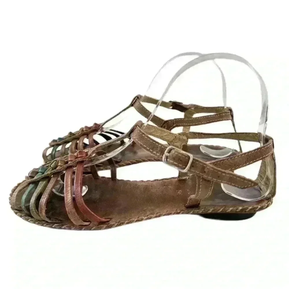Womens leather flats size 36 multicolored